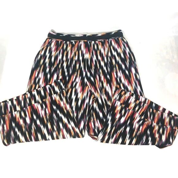 NY Collection Multi Color Printed Drawstring Capri Lounge Pants Stretch XL - Picture 4 of 5